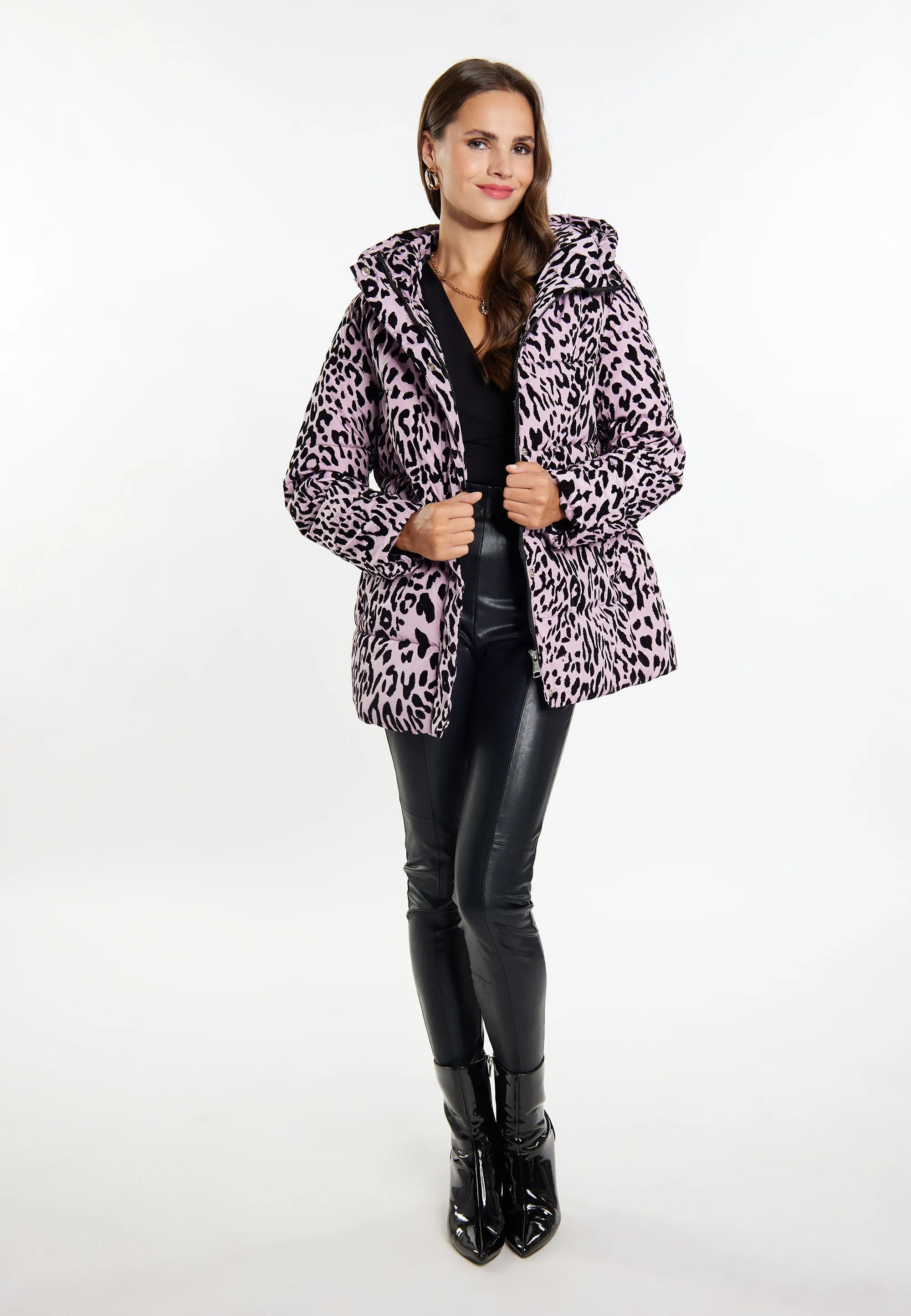 faina Women's Quilted Jacket With Leopard Print