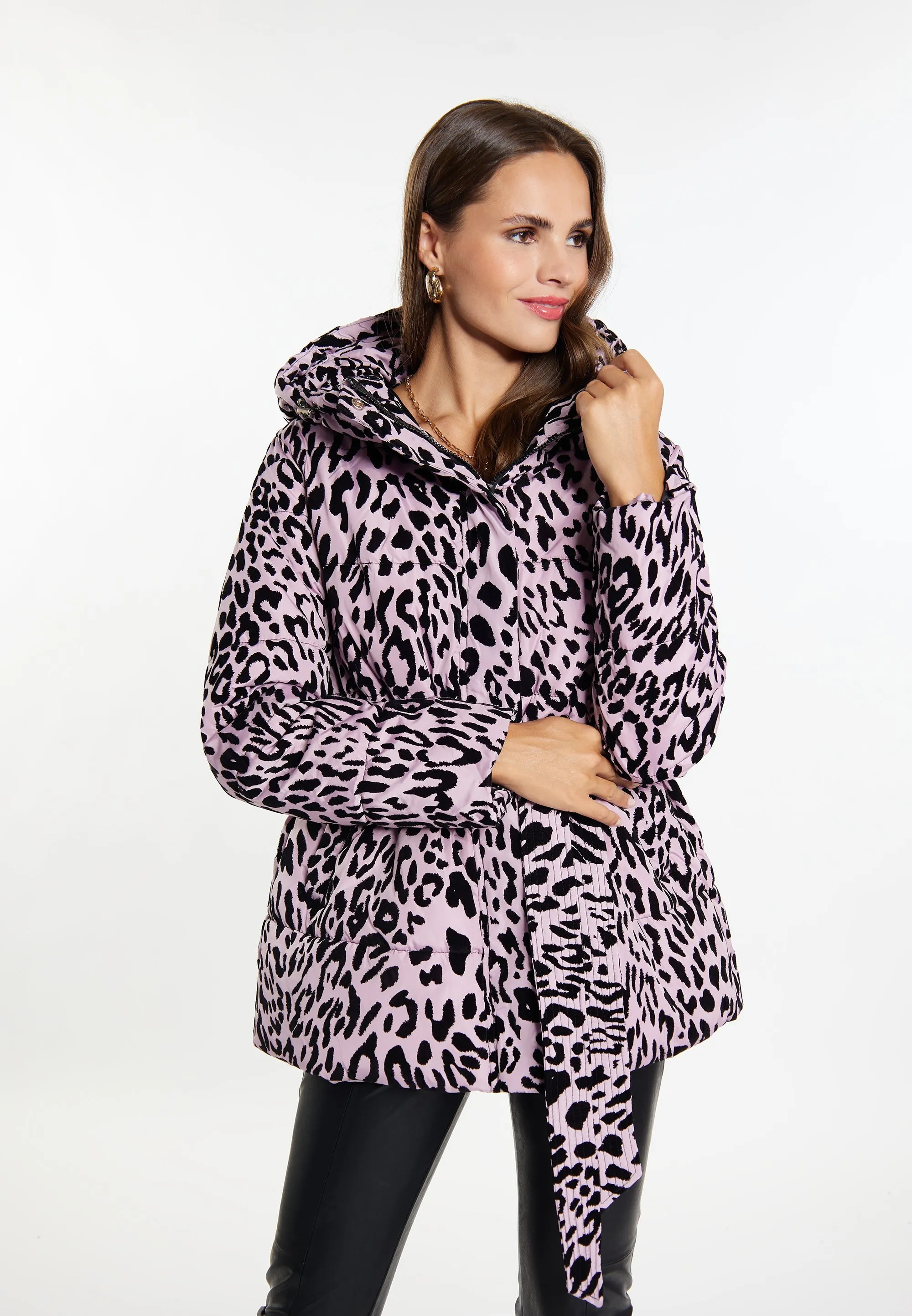 faina Women's Quilted Jacket With Leopard Print