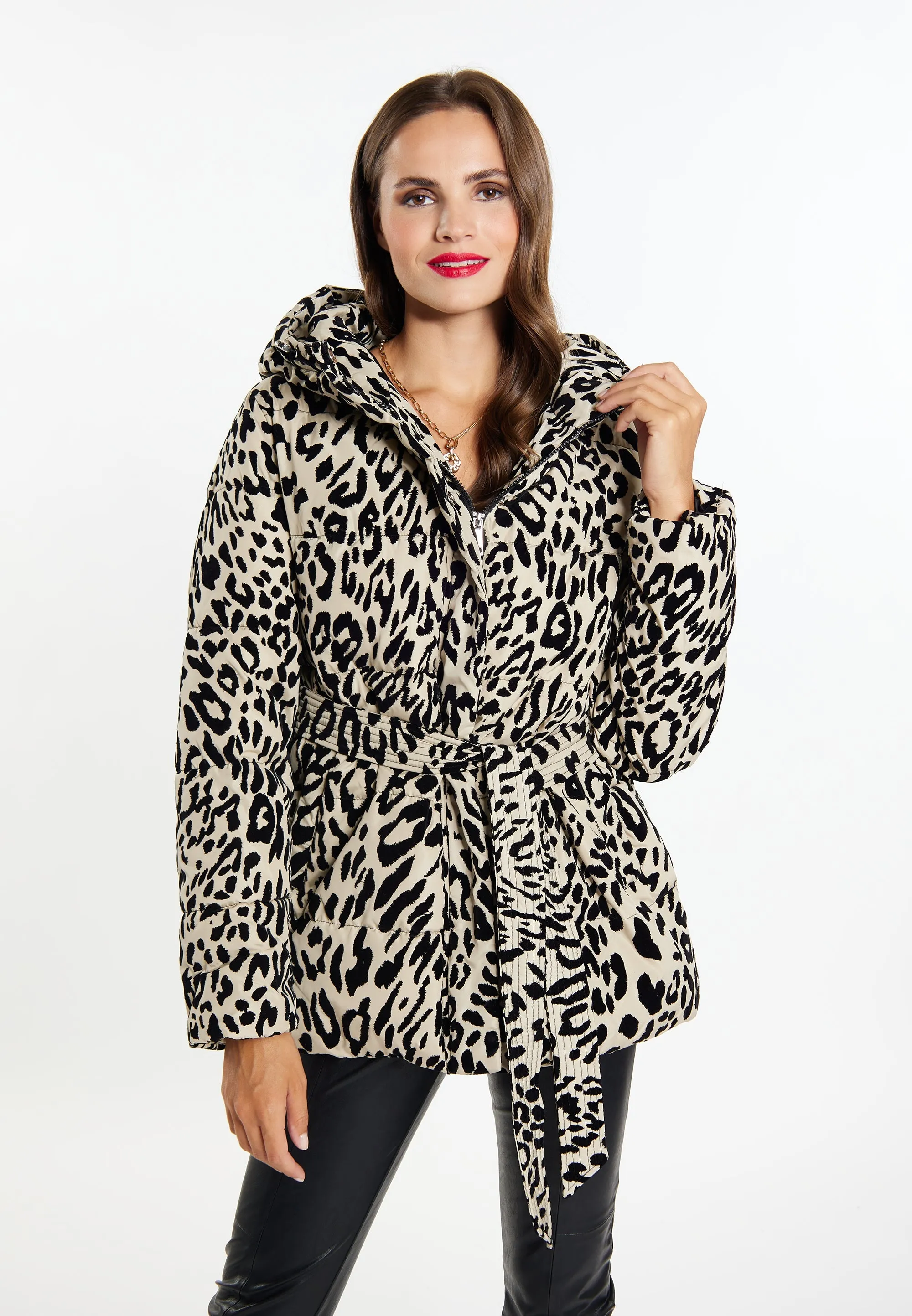 faina Women's Quilted Jacket With Leopard Print