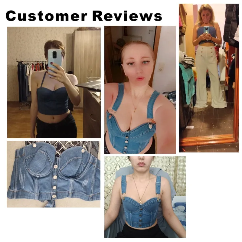 Fashion Sexy Denim Jeans Women Cropped Top Vest