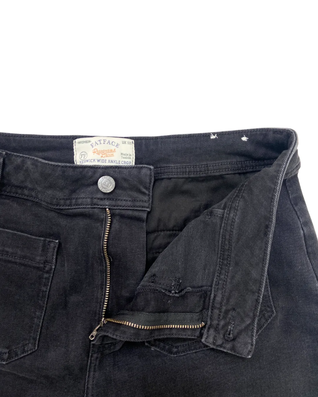 Fat Face Washed Black Cropped Jeans