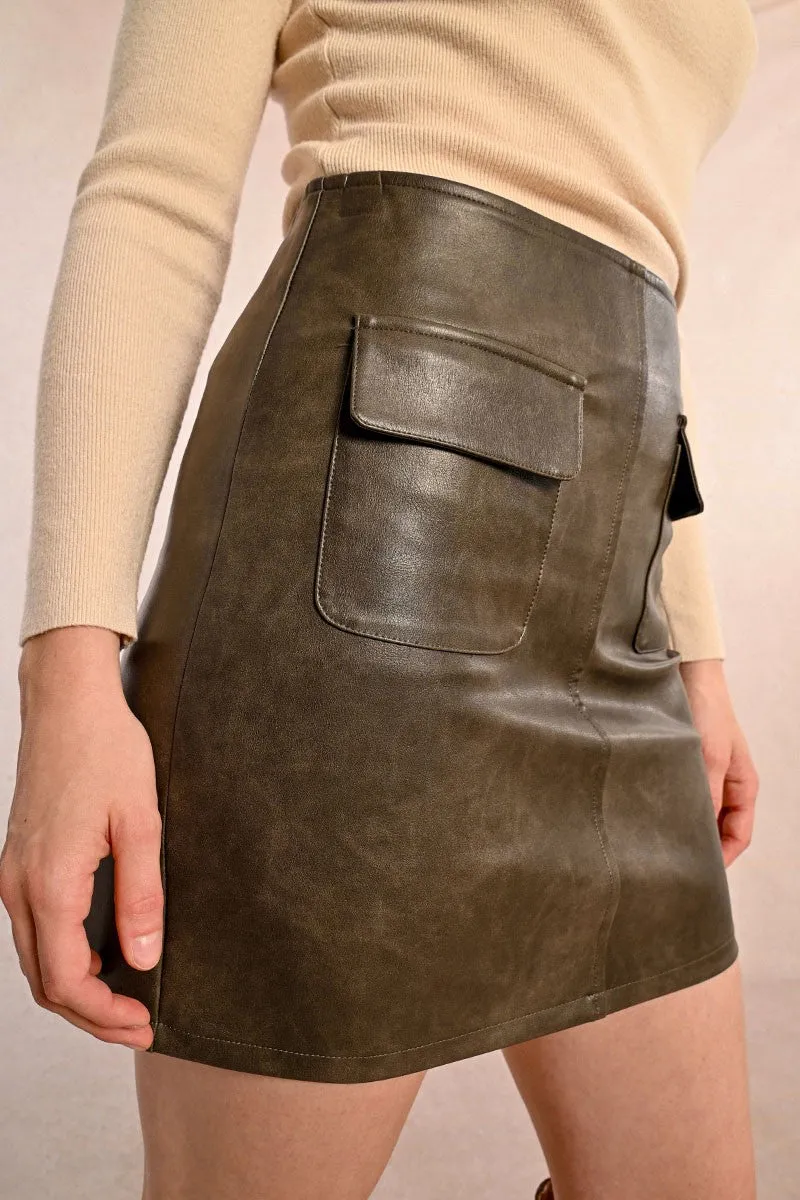 FAUX TRAPEZE MINI SKIRT