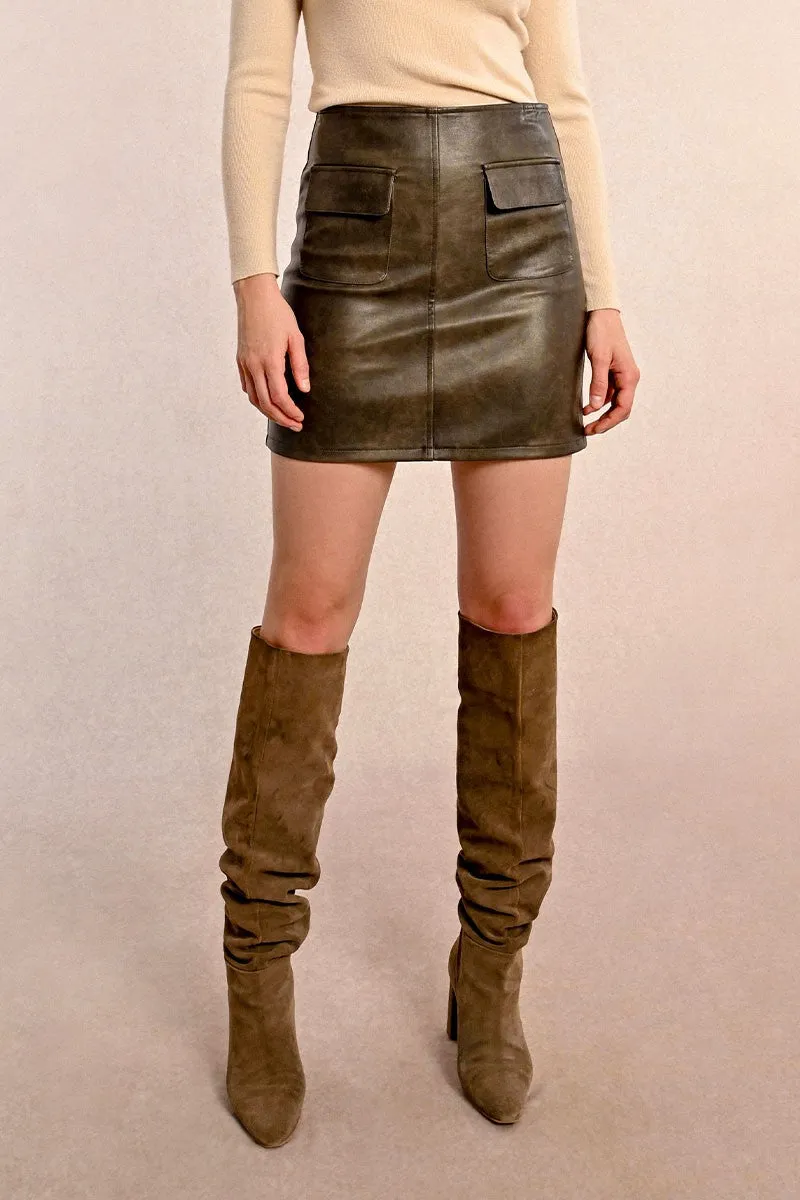 FAUX TRAPEZE MINI SKIRT