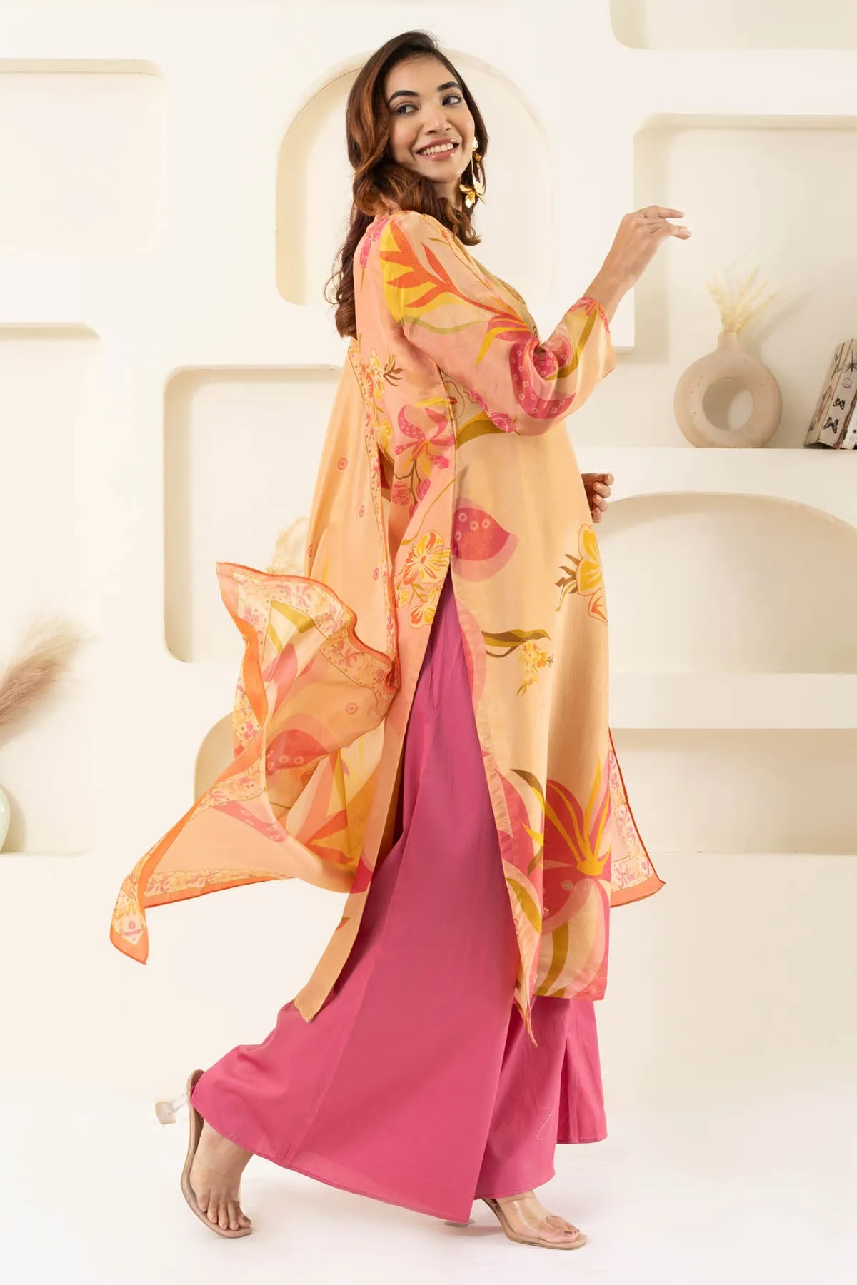 Floral Printed Tissue Kurta Set