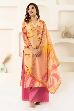 Floral Printed Tissue Kurta Set