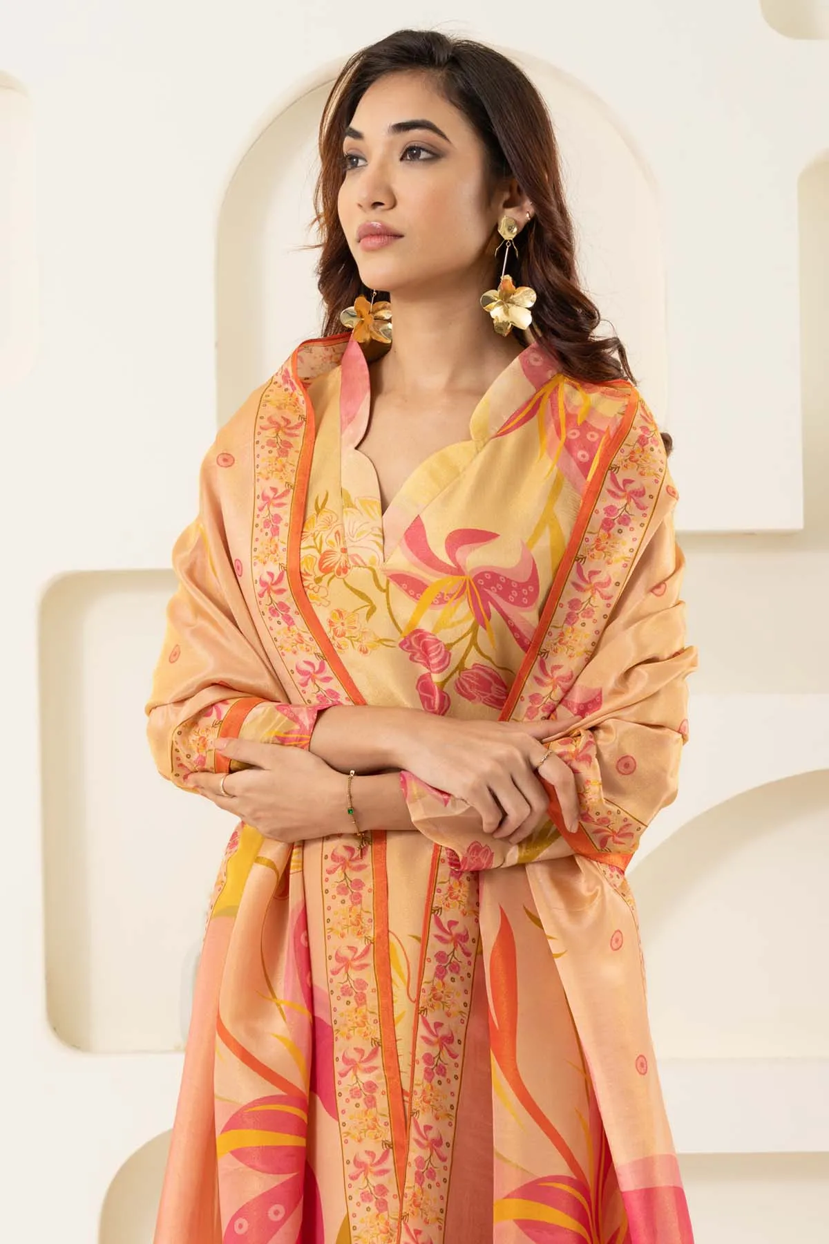 Floral Printed Tissue Kurta Set