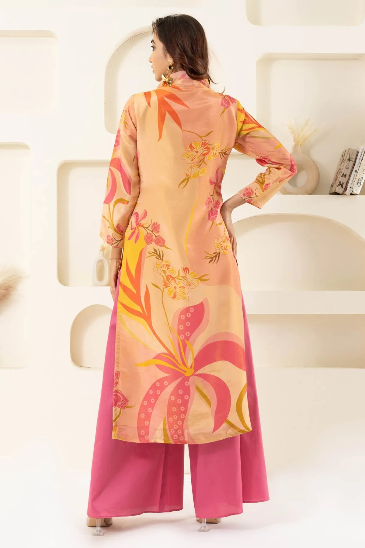 Floral Printed Tissue Kurta Set