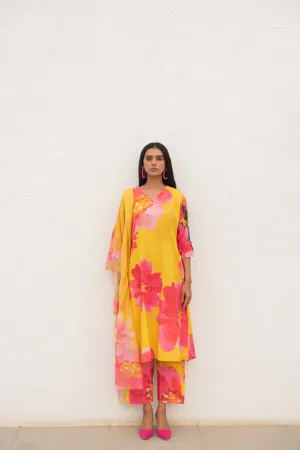 Floral Rhapsody Kurta Set with Dupatta