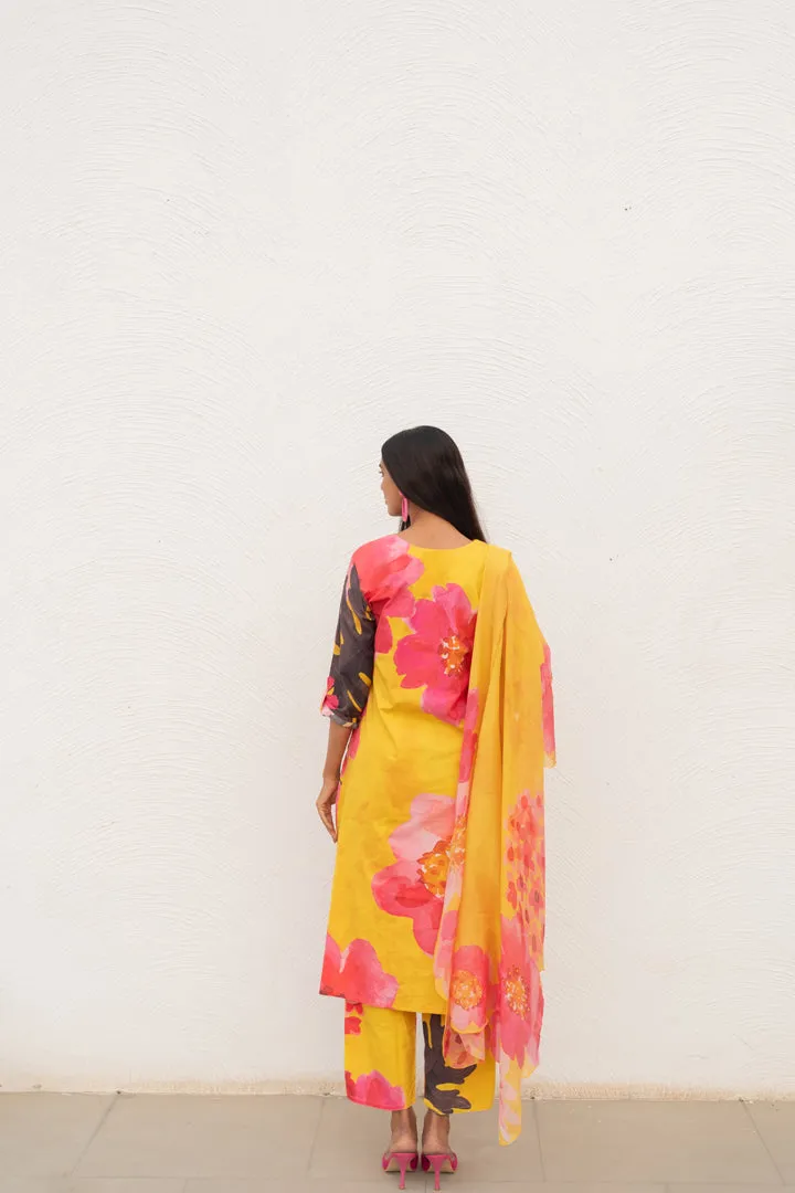 Floral Rhapsody Kurta Set with Dupatta