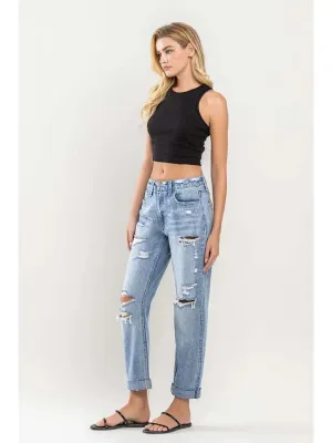Flying Monkey High Rise Cuff Boyfriend Jeans