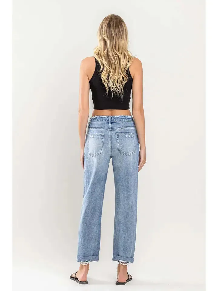 Flying Monkey High Rise Cuff Boyfriend Jeans