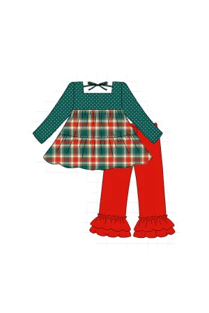 Forest Merry Christmas Plaid Girl Set