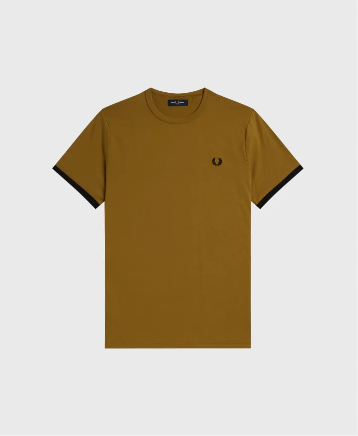 Fred Perry M3519 Ringer T-Shirt Dark Caramel