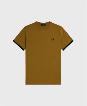 Fred Perry M3519 Ringer T-Shirt Dark Caramel