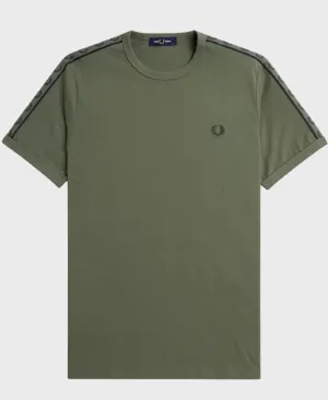 Fred Perry M4613 Contrast Tape Ringer T-shirt W49 Laurel Wreath Green/Night Green