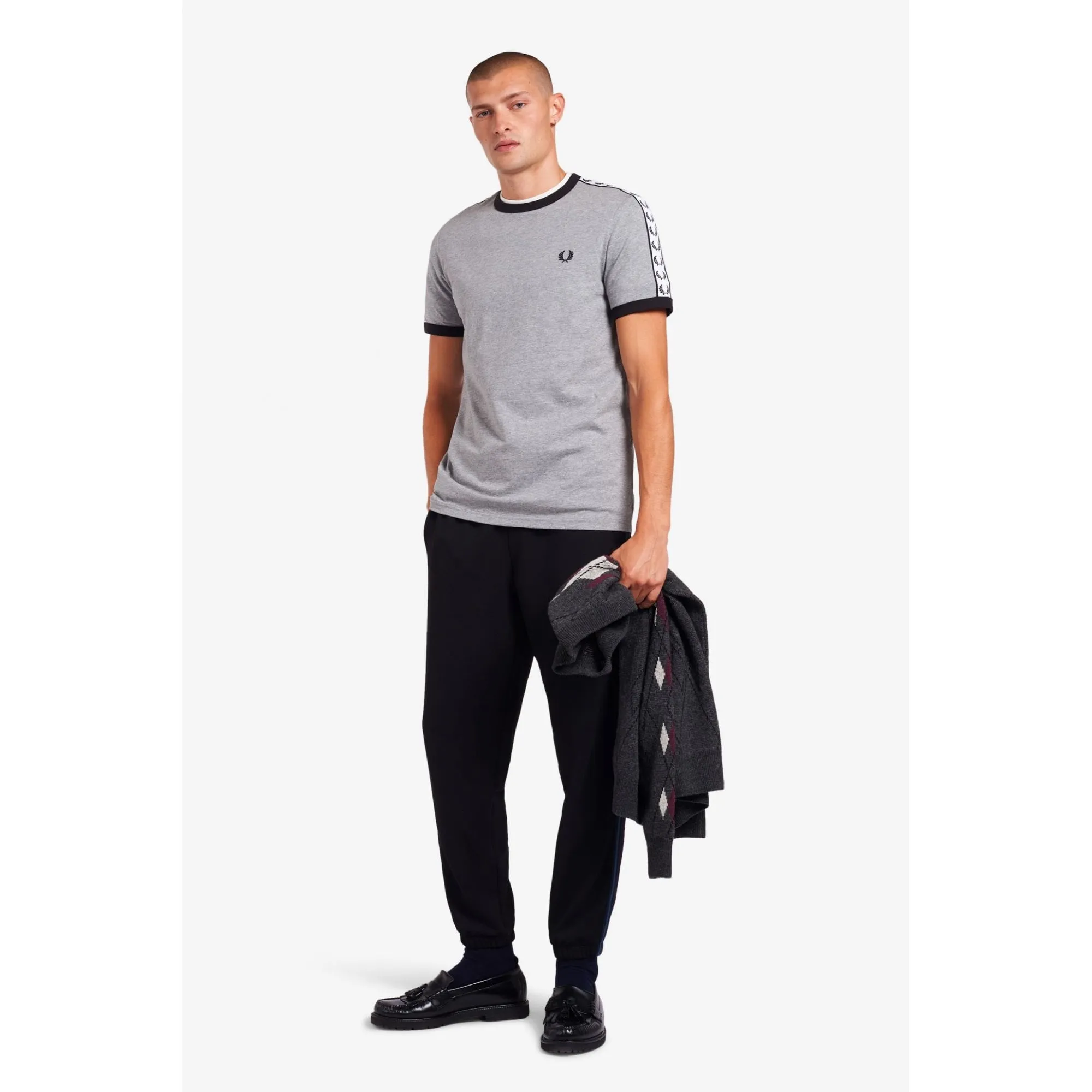 Fred Perry M6347 Taped Ringer T-Shirt Steel Marl