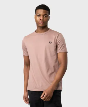 Fred Perry Ringer T-shirt Dark Pink/Black