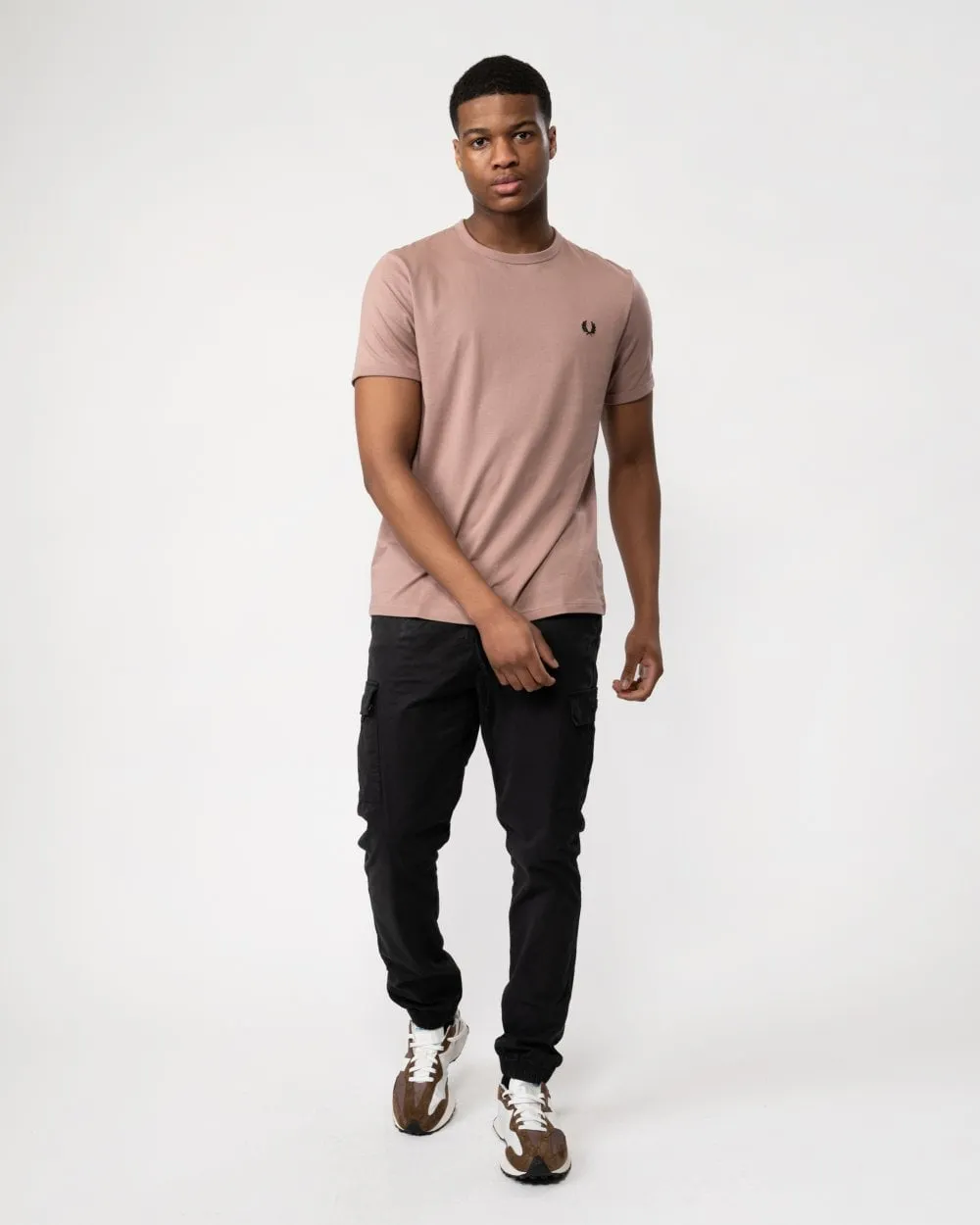 Fred Perry Ringer T-shirt Dark Pink/Black