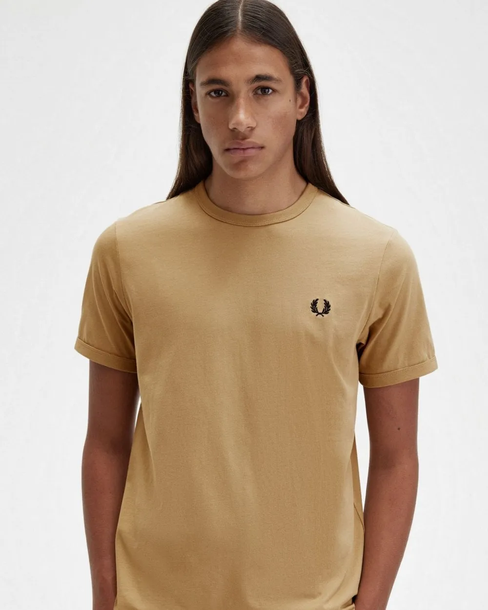 Fred Perry Ringer T-shirt Warm Grey/Brick