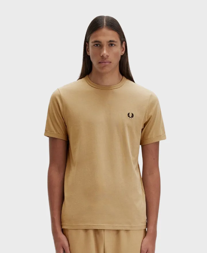 Fred Perry Ringer T-shirt Warm Grey/Brick