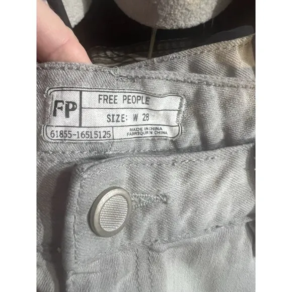 Free People Jeans Women Size 28 Gray Denim Flare Leg Zipper Pockets