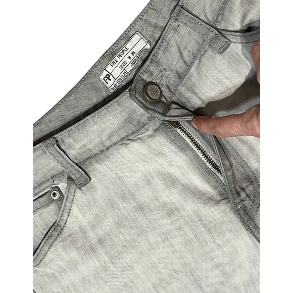 Free People Jeans Women Size 28 Gray Denim Flare Leg Zipper Pockets