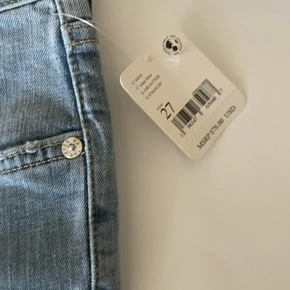 Free People We the free Liv cropped Cotton Elastic Blue Flare Denim Jeans -27