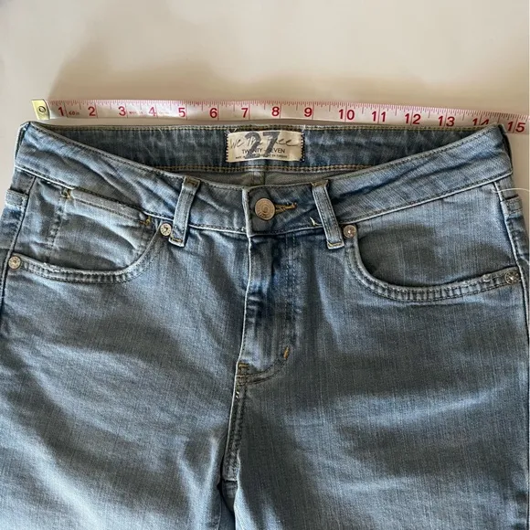 Free People We the free Liv cropped Cotton Elastic Blue Flare Denim Jeans -27