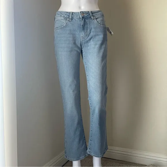Free People We the free Liv cropped Cotton Elastic Blue Flare Denim Jeans -27