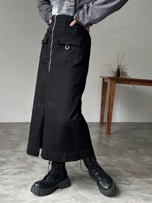 FRIFUL Ladies' Simple Denim A-Line Skirt, Casual Everyday Wear