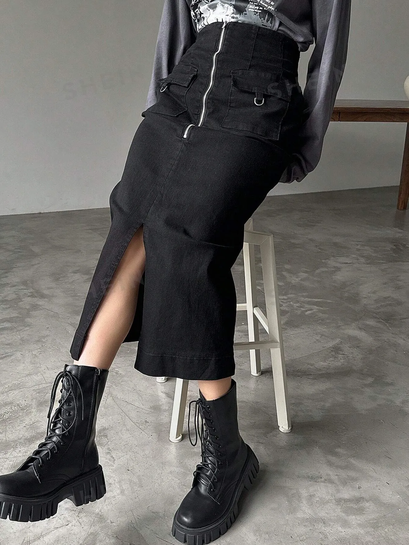 FRIFUL Ladies' Simple Denim A-Line Skirt, Casual Everyday Wear