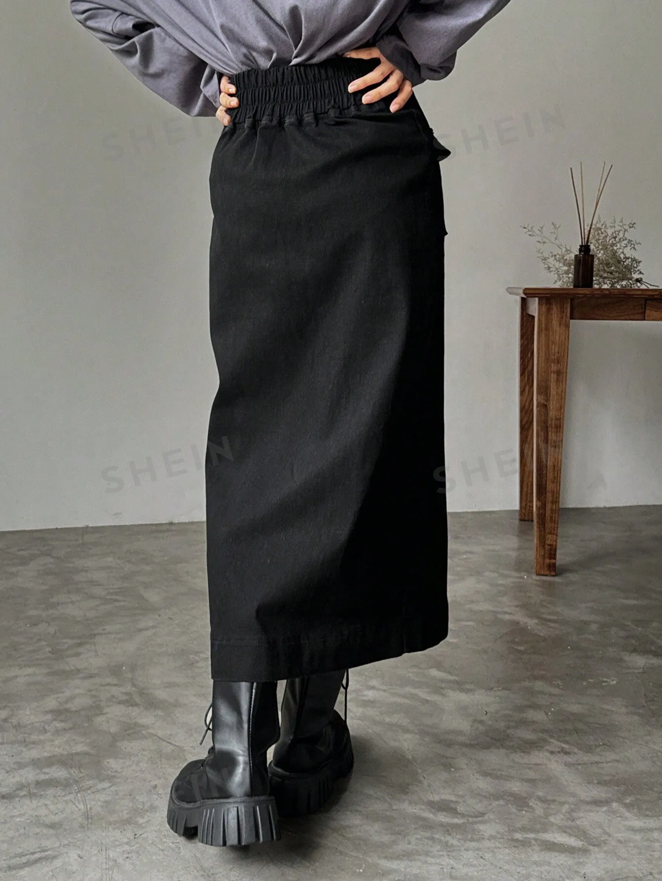 FRIFUL Ladies' Simple Denim A-Line Skirt, Casual Everyday Wear