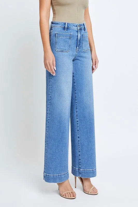 Front Pockets Wide Leg Jeans