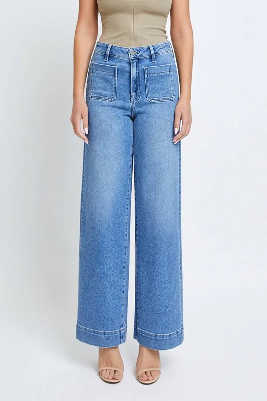Front Pockets Wide Leg Jeans