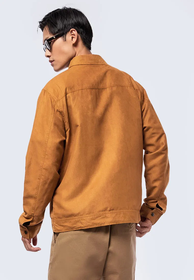 Full Zip Suede Utility Jacket