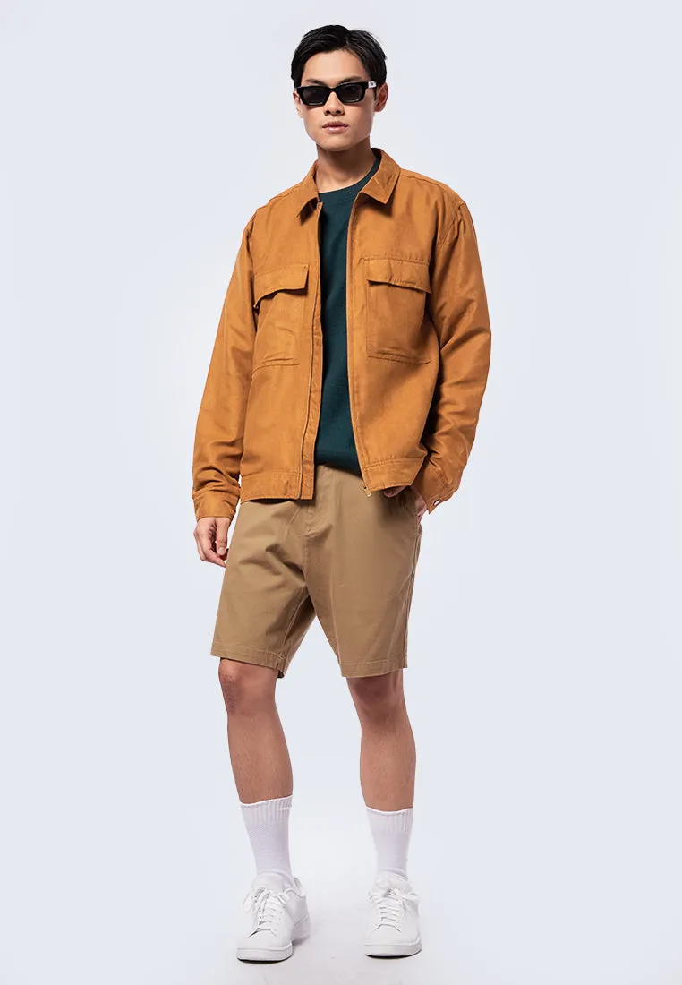 Full Zip Suede Utility Jacket