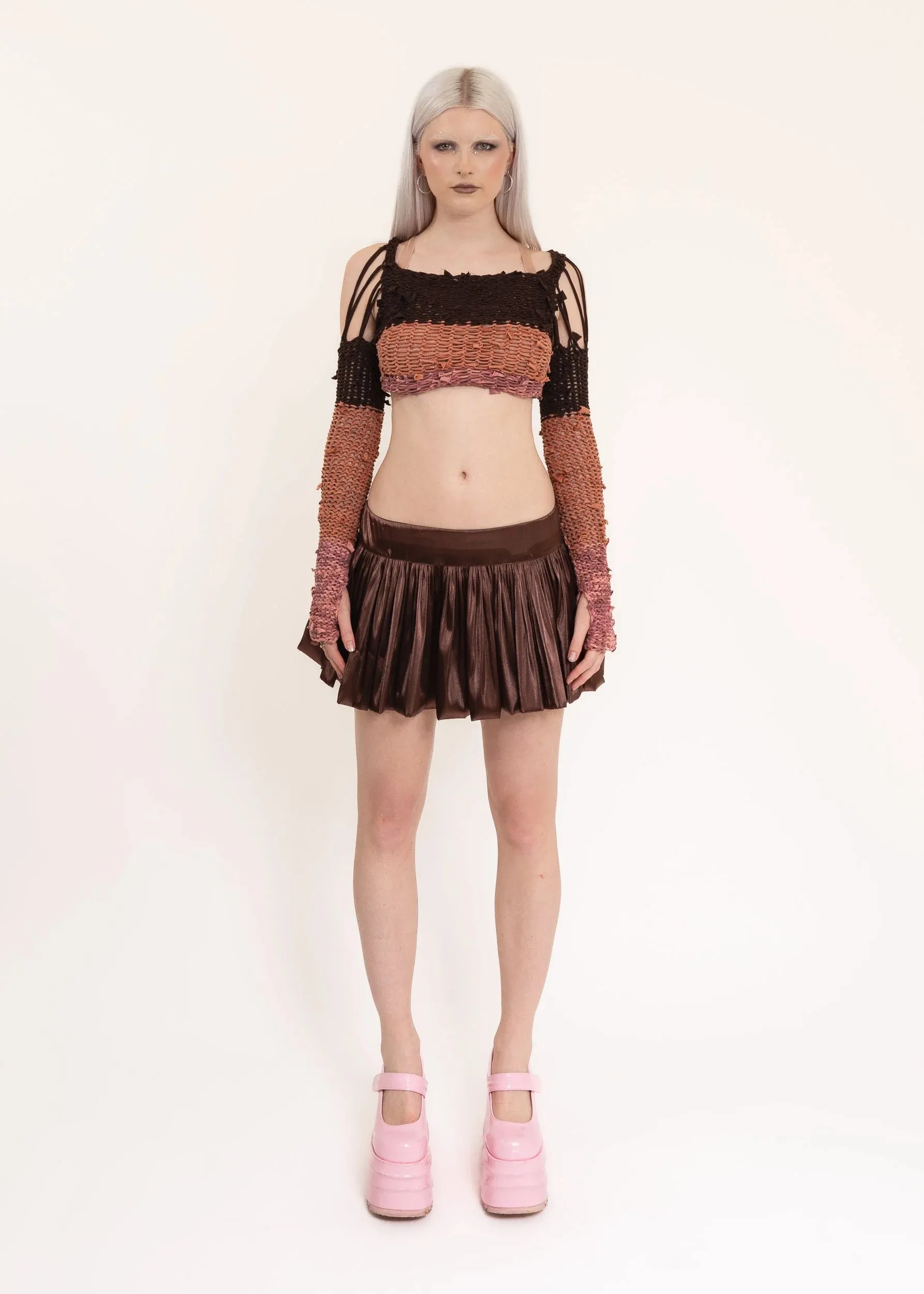 Gathered satin bubble skirt