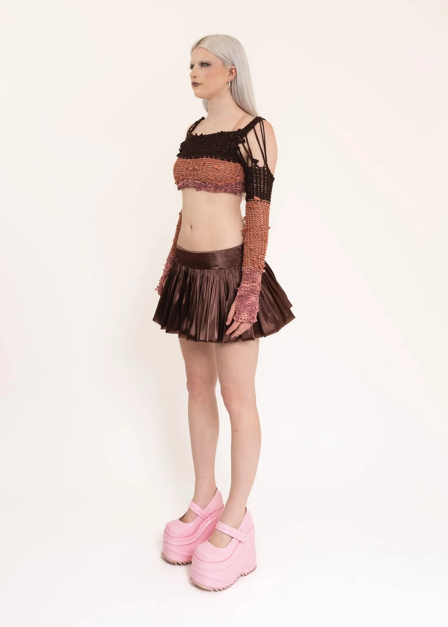 Gathered satin bubble skirt
