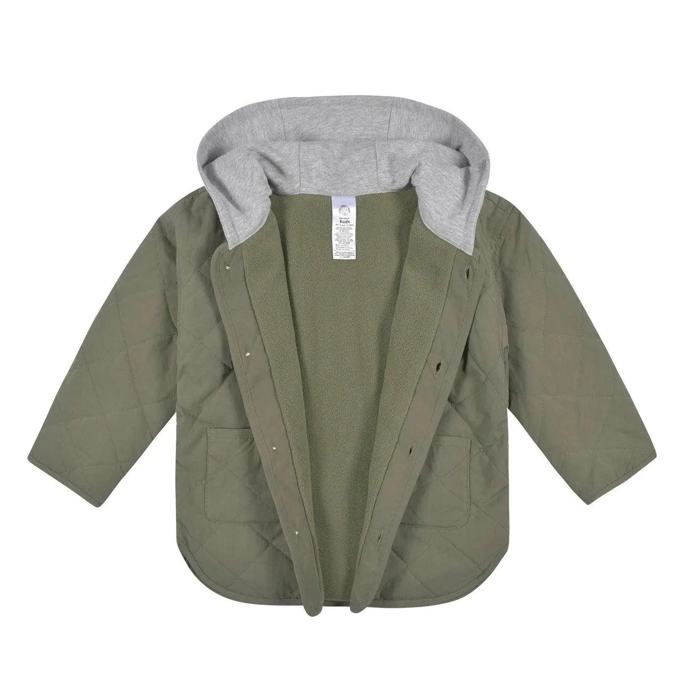 Gerber Baby Boys Green Quilted Hooded Jacket (12-24m)