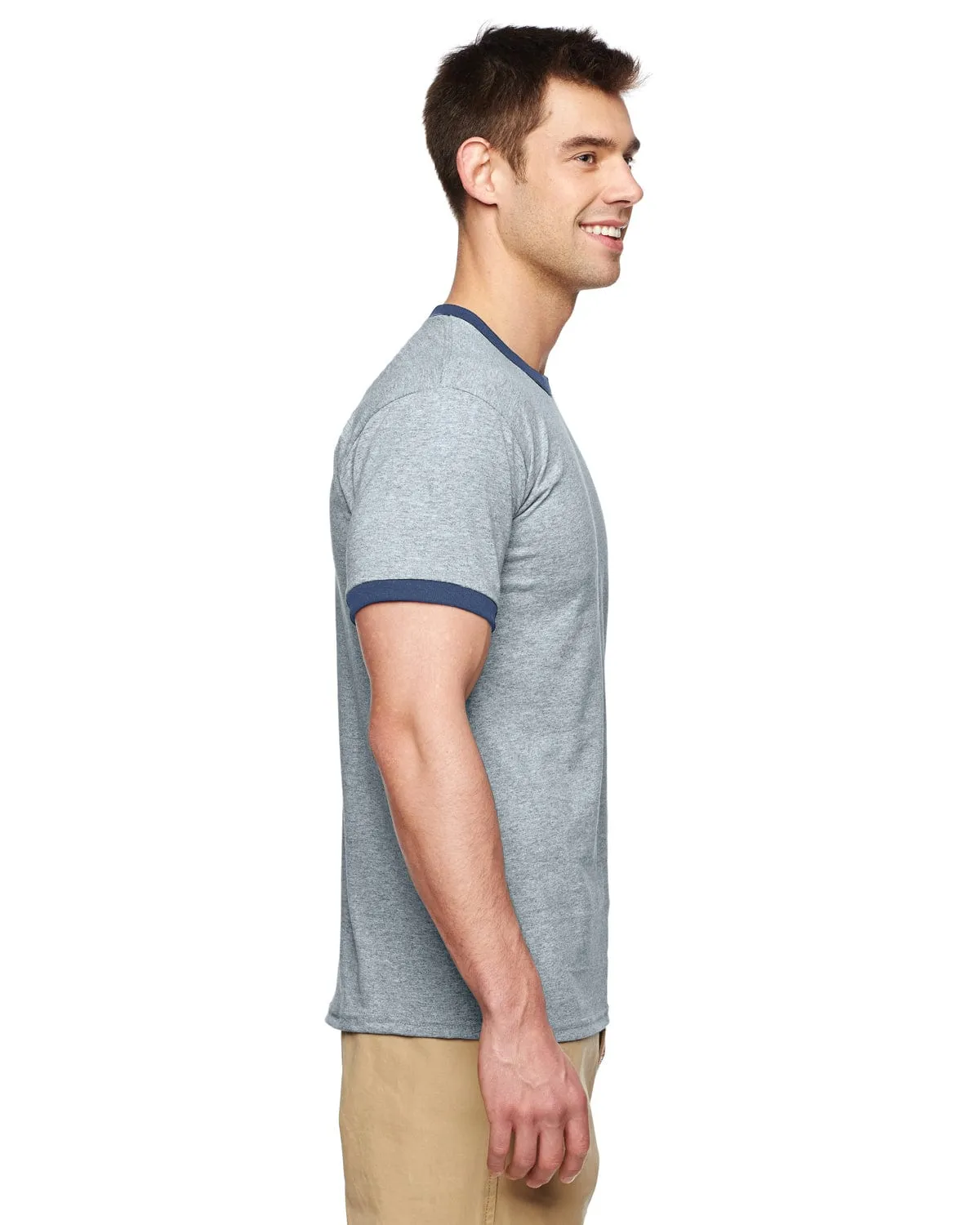 Gildan DryBlend Ringer T-Shirt | Sport Grey/ Navy