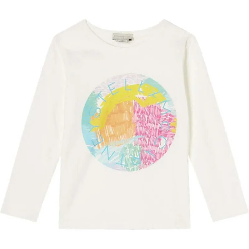 Girls Ivory Print Long Sleeved T-Shirt