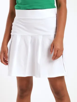 Girls Knit Pleated Skirt - White