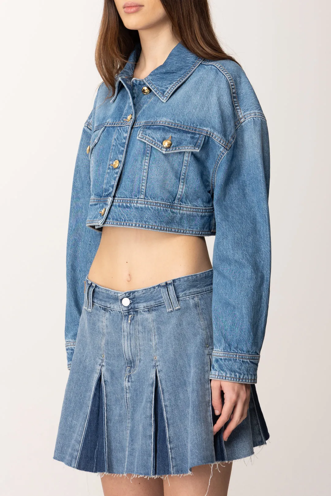 Giubbotto In Jeans Crop Oversize