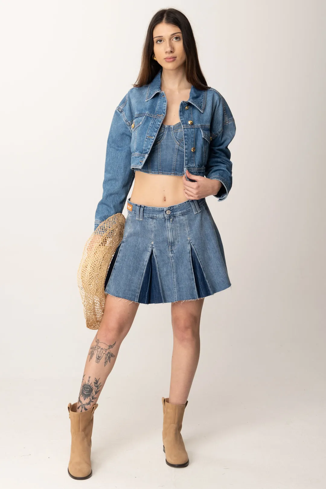 Giubbotto In Jeans Crop Oversize