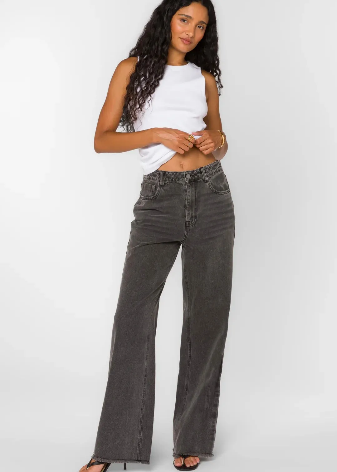 GOLD Hunt Grey Rise Denim Jeans