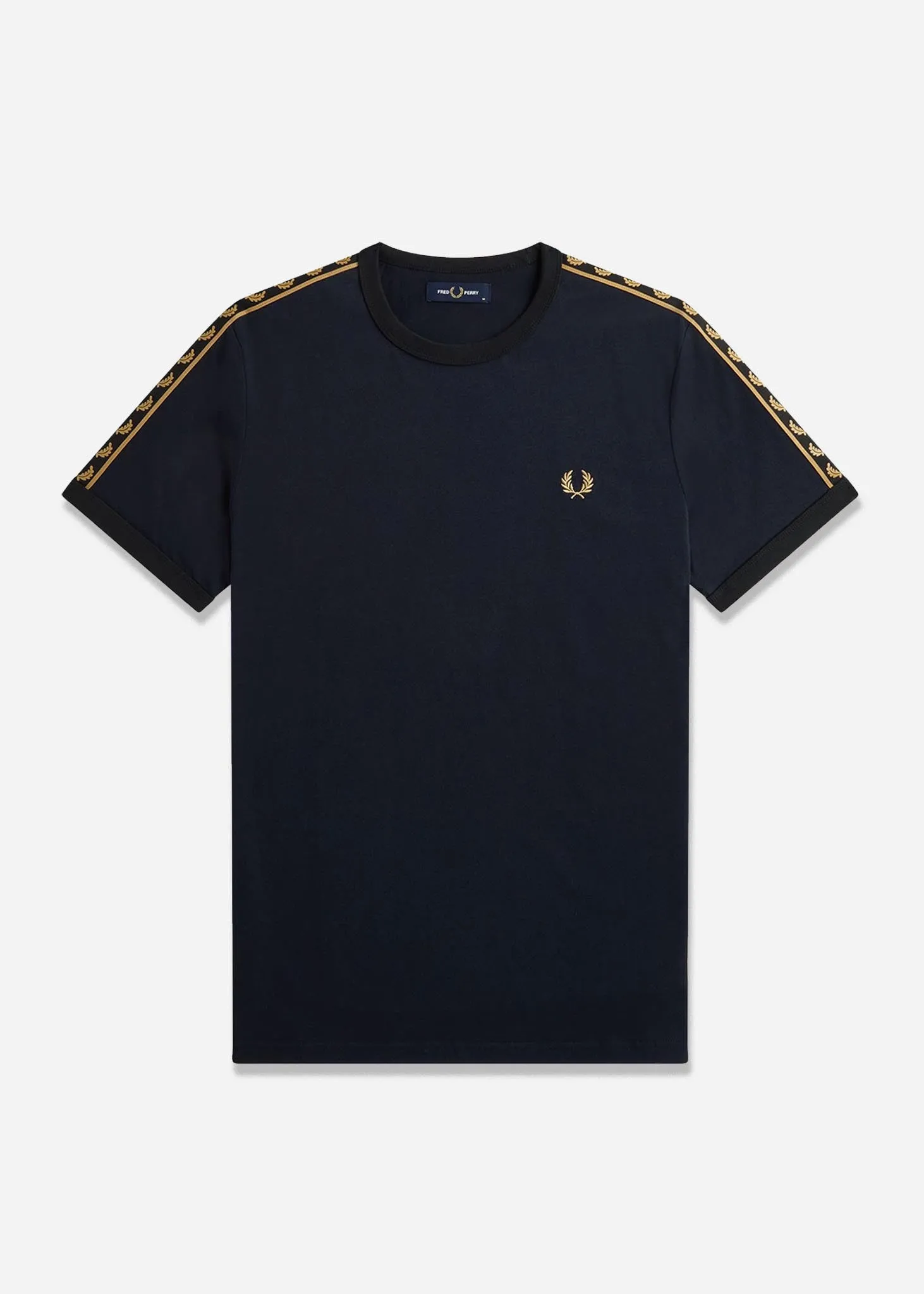 Gold taped ringer t-shirt - navy