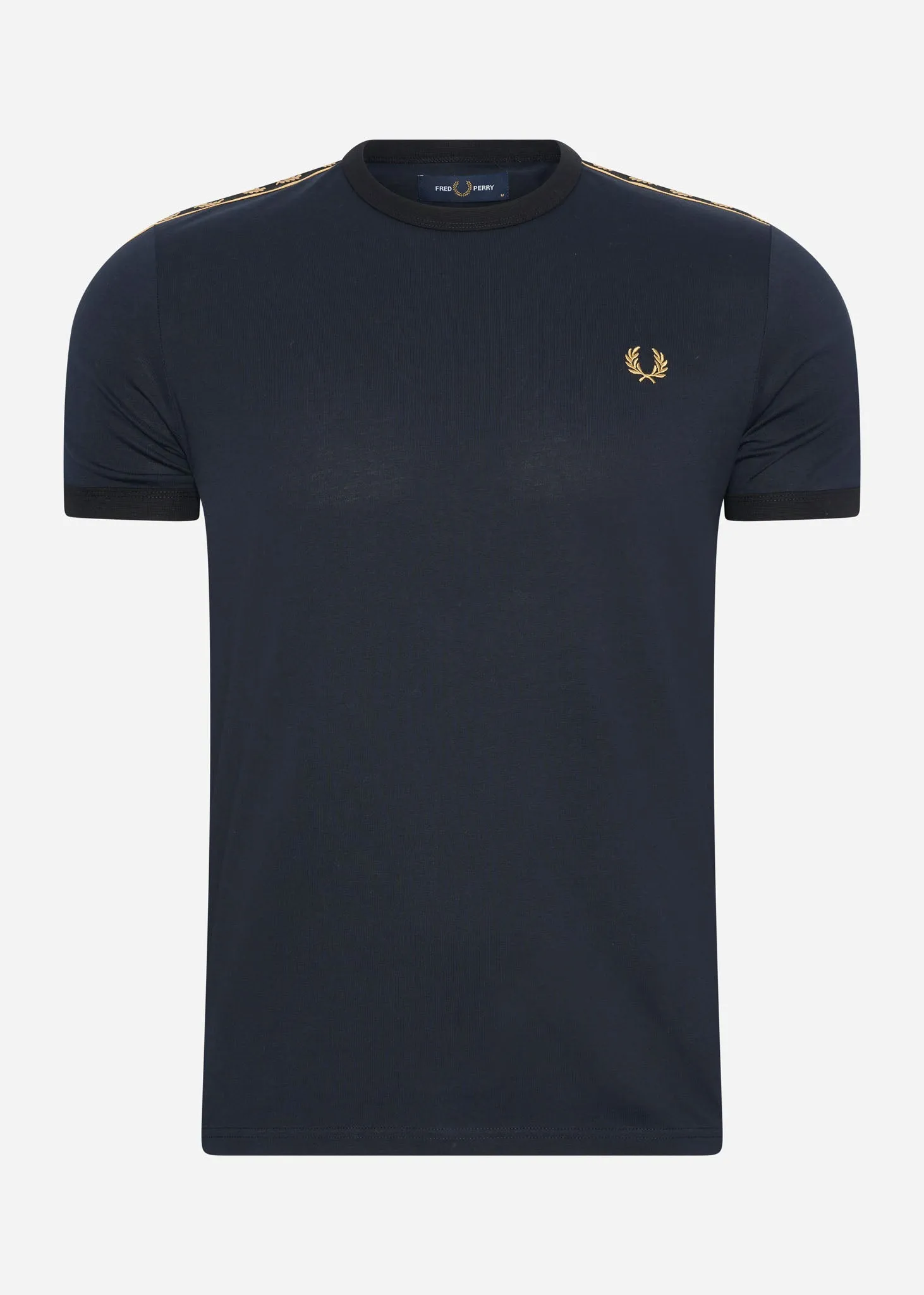 Gold taped ringer t-shirt - navy