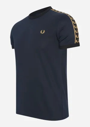 Gold taped ringer t-shirt - navy