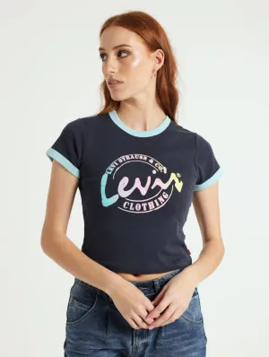 Graphic Ringer Mini Tee - Navy