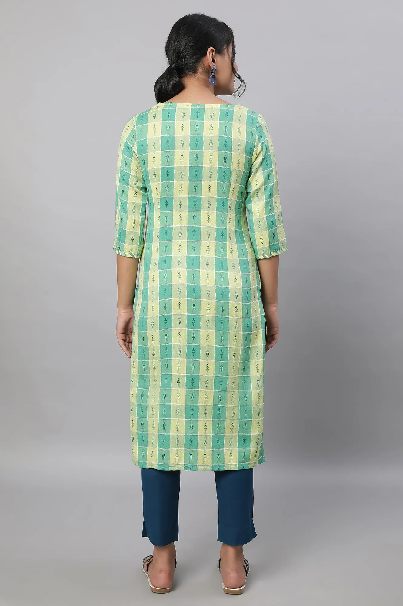 Green Printed kurta & Pants Set